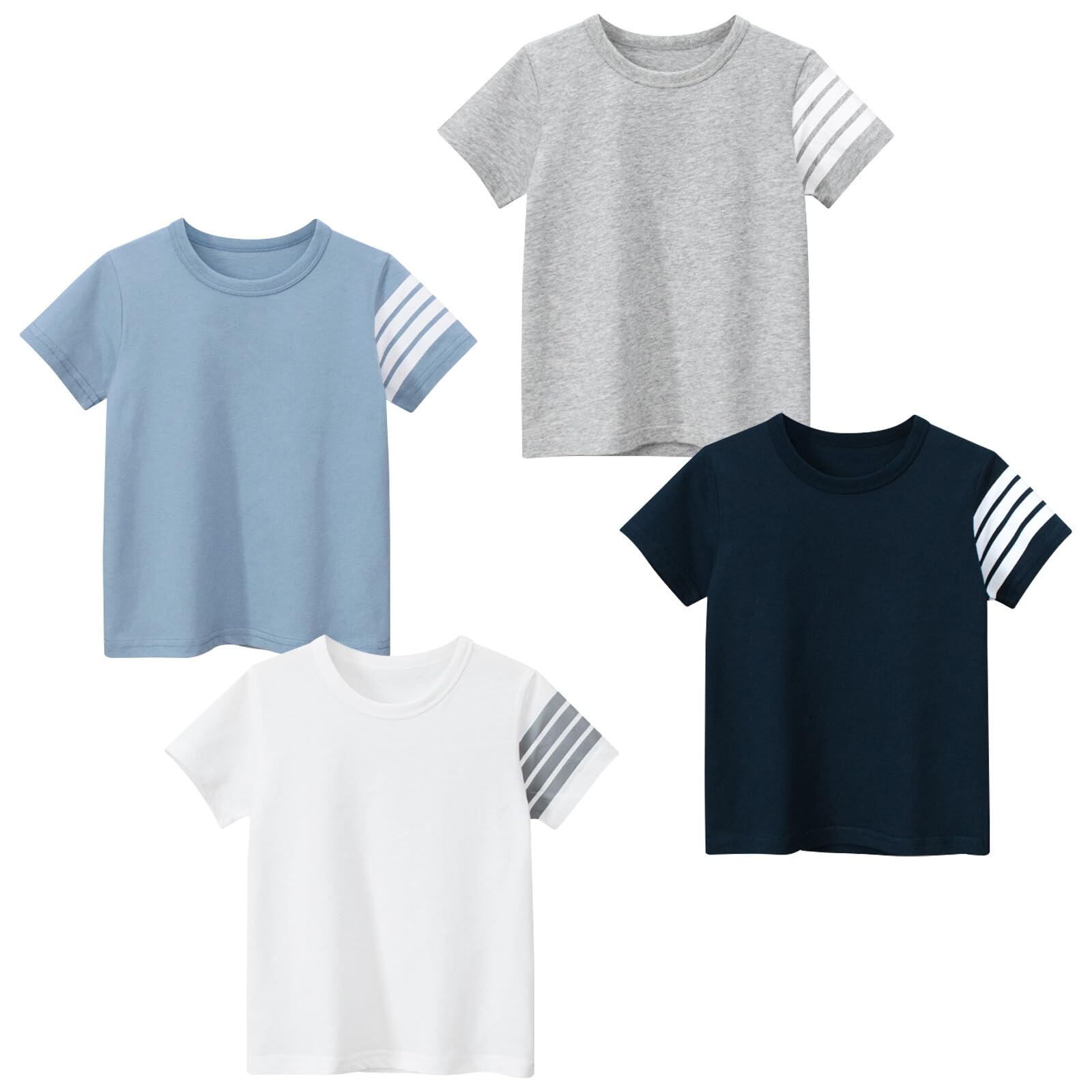 Camiseta Masculina Tabnix, Pacote Com 4, Manga Curta, Gola Redonda, 2 A 7 Anos