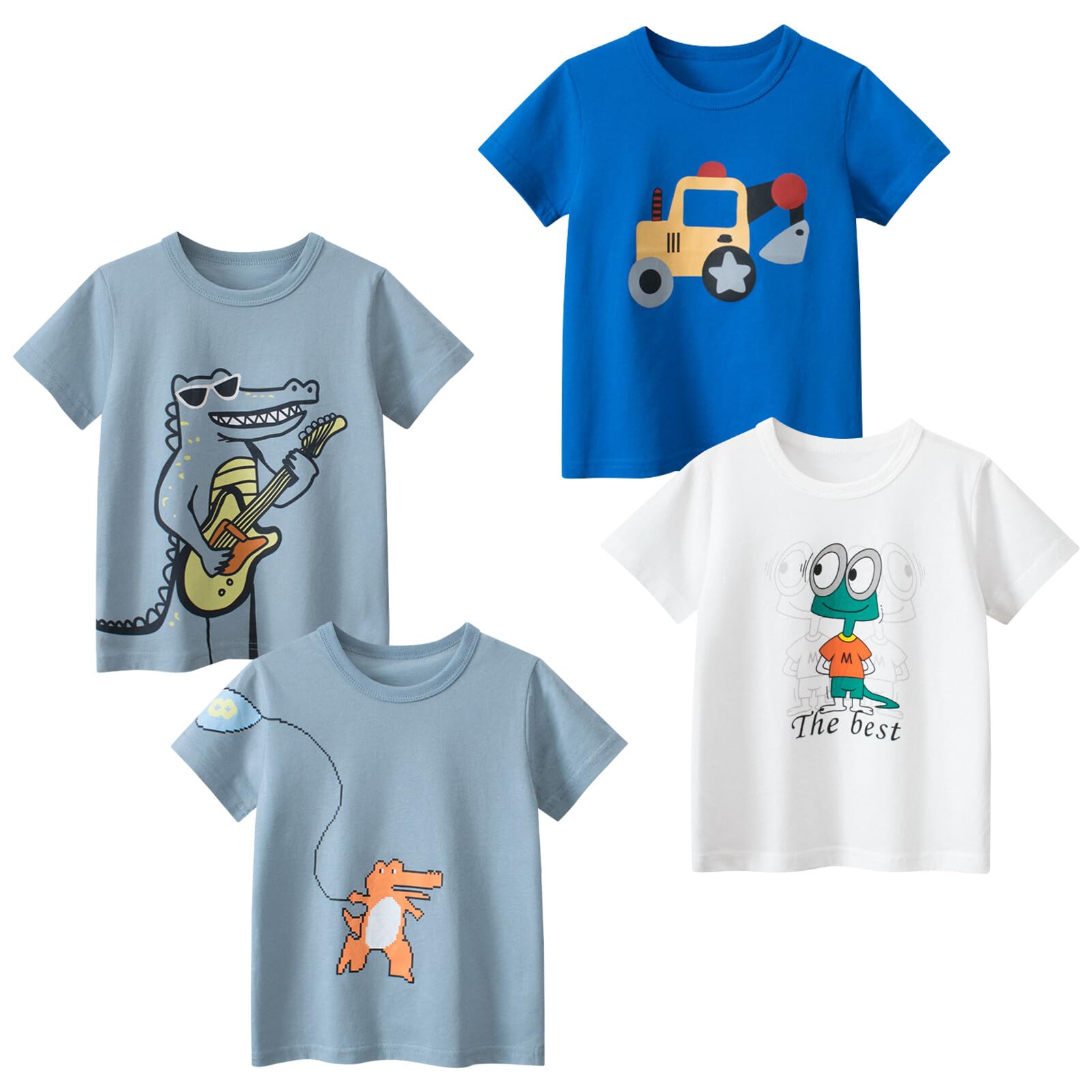 Camiseta Masculina Tabnix Dinosaur Bass De Manga Curta De 2 A 7 Anos