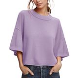 Suéter Feminino Zdc De Verão, Manga 3/4, Cortado, Roxo