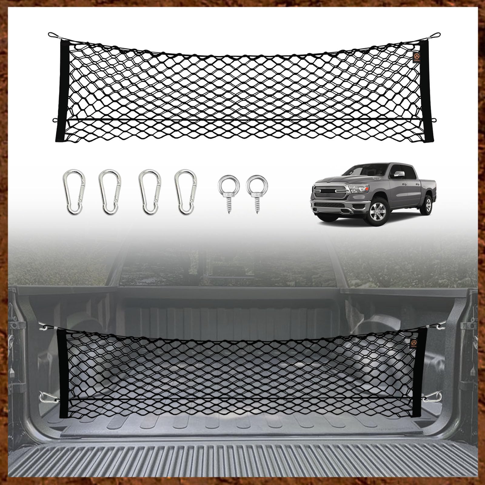 Truck Bed Cargo Net Muslogy Compatível Com Dodge Ram 1500 2019-2025