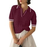 Vestido De Suéter Feminino Micoson, Manga Curta, Decote Em V, Vinho, Vermelho, Xl