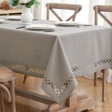 Toalha De Mesa Miulee Taupe Poliéster Linho Impermeável 132x178cm