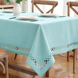 Toalha De Mesa Miulee Aqua Blue Poliéster Linen 132x178cm