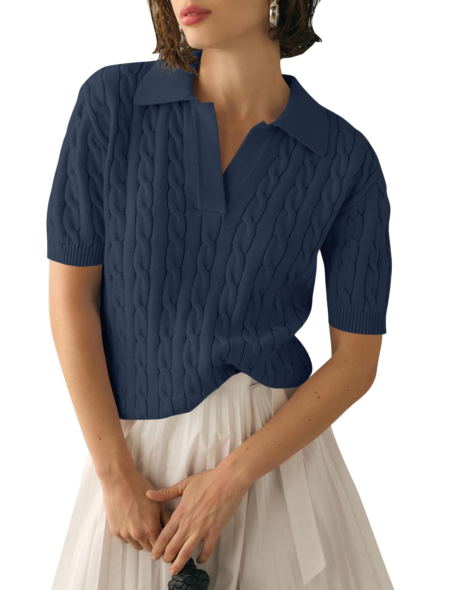 Camisa De Manga Curta Micoson Summer Polo Sweater Para Mulheres