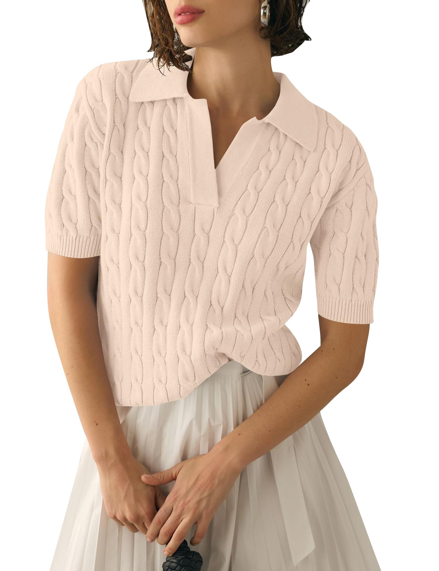 Camisa Polo Micoson 2025 De Verão De Manga Curta Com Decote Em V Para Mulheres