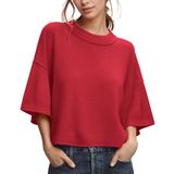 Suéter Feminino Zdc De Verão, Manga 3/4, Cortado, Vermelho