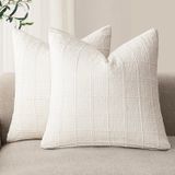 Capas De Almofada Findtower Linen Check 55x55cm Cream