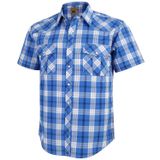 Camisetas Masculinas Western Xadrez Pearl Snap Buttons, Dois Bolsos, Casuais, De Manga Curta (brancas, Azul, Xadrez, 29#)