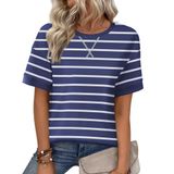 Camisa Zeagoo Summer Oversize 2025 Feminina Listrada Azul-branca