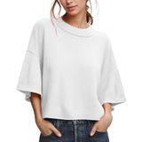 Suéter Zdc Feminino De Manga 3/4 Com Blusa Recortada Branca De Verão
