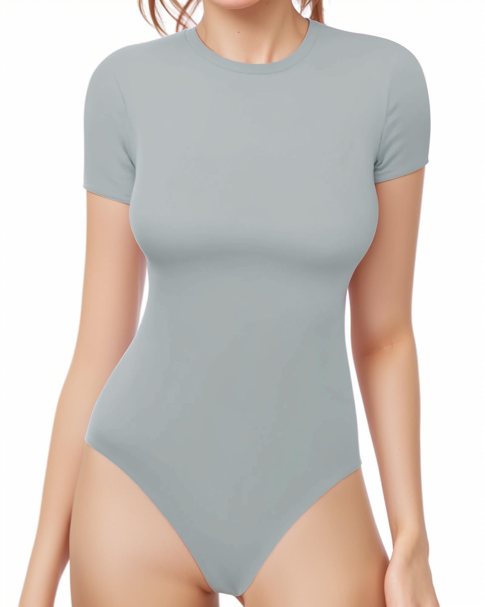 Camisetas Femininas De Manga Curta Com Gola Redonda Bodysuit Mangopop