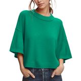 Suéter Feminino Zdc, Manga 3/4, Cortada, Verde, Leve