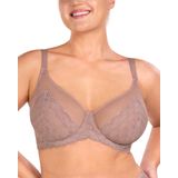 Sutiã Minimizador Hsia Mermaid Scales, Renda, Cobertura Total, Marrom