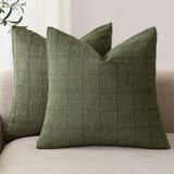 Capas De Almofada Findtower Linen Check 55x55cm, Conjunto De 2