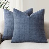 Capas De Almofada Findtower Linen Check 55x55cm Blue Set 2