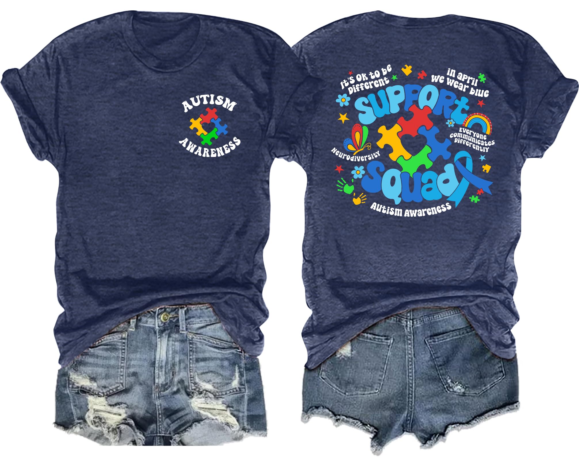 Camisa Ithalt Autism Awareness Para Mulheres Blue Autistic Mom