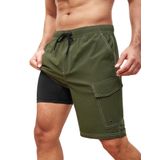 Calções De Banho Silkworld Masculinos Com Forro De Compressão Verde Militar