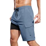 Calções De Banho Silkworld Masculinos Com Forro De Compressão E Bolsos De Carga