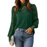 Blusa Hotouch Lace Para Mulheres De Manga Comprida Verde Escuro Xl