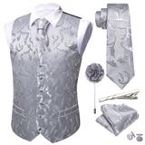 Conjunto De Coletes Masculinos Barry.wang Paisley/flower Silk Jacquard