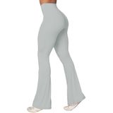 Calças De Ioga Leggings Sunzel Flare Crossover Prata Cinza Xs