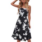Vestidos De Verão Para Mulheres Sem Mangas Vestido De Verão Floral Casual A Line Com Alça Espaguete Com Botões
