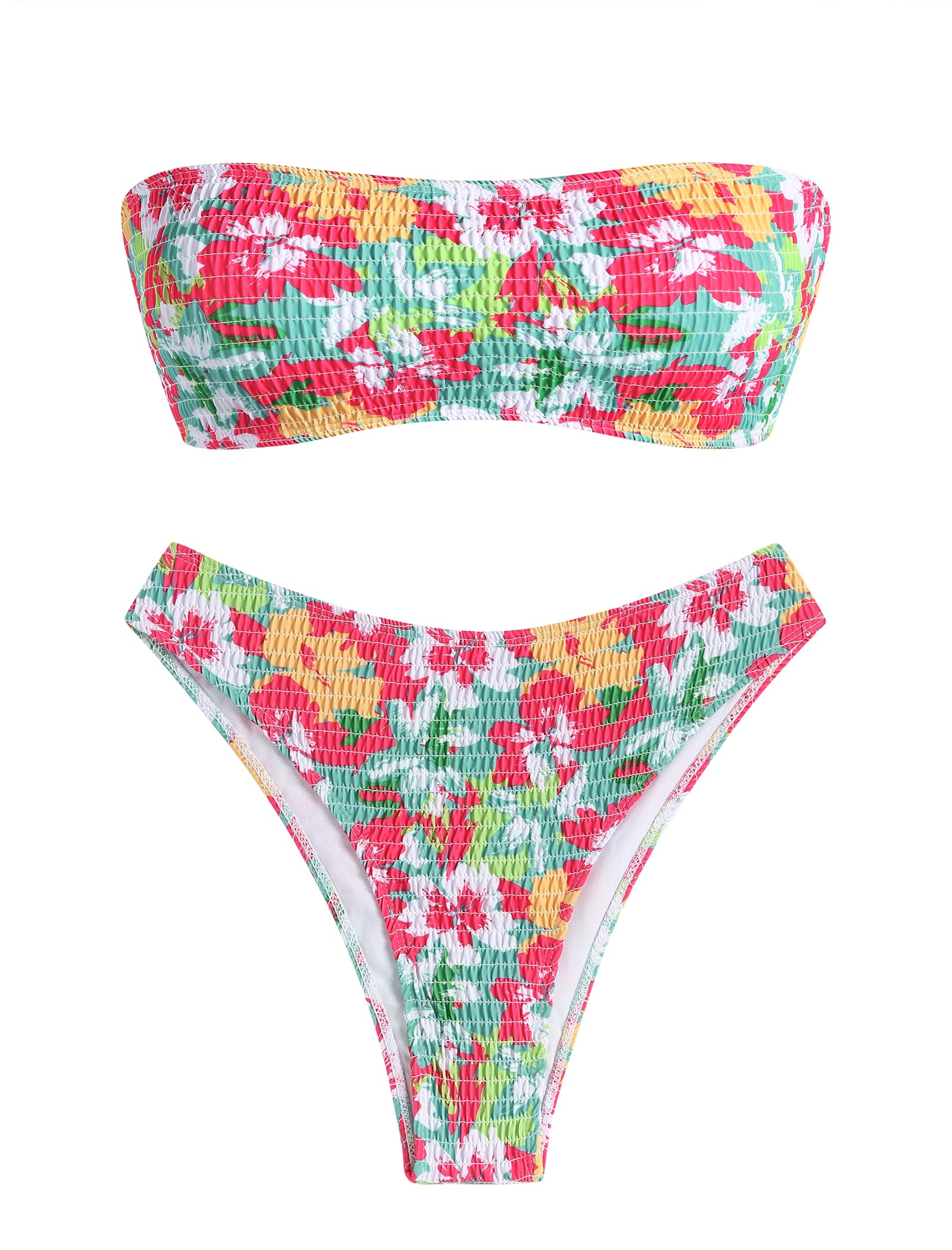 Biquíni Feminino Zaful, Sem Alças, Canelado, De Corte Alto, 2 Peças