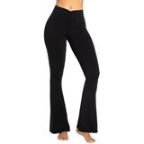 Calças De Ioga Flare Leggings Sunzel Ruched V De Cintura Alta Pretas