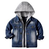 Jaqueta Jeans Cromoncent Boys Kids Com Capuz Azul Escuro De 2 A 3 Anos