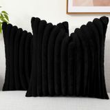 Capas De Almofada Decoruhome Faux Fur 26x26 Cm Pretas, Conjunto De 2