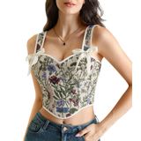 Top De Espartilho Scarlet Darkness Renaissance Apricot Floral