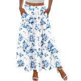 Saia Maxi Zeagoo Flowy Summer Plissada De Cintura Alta Com Bolsos