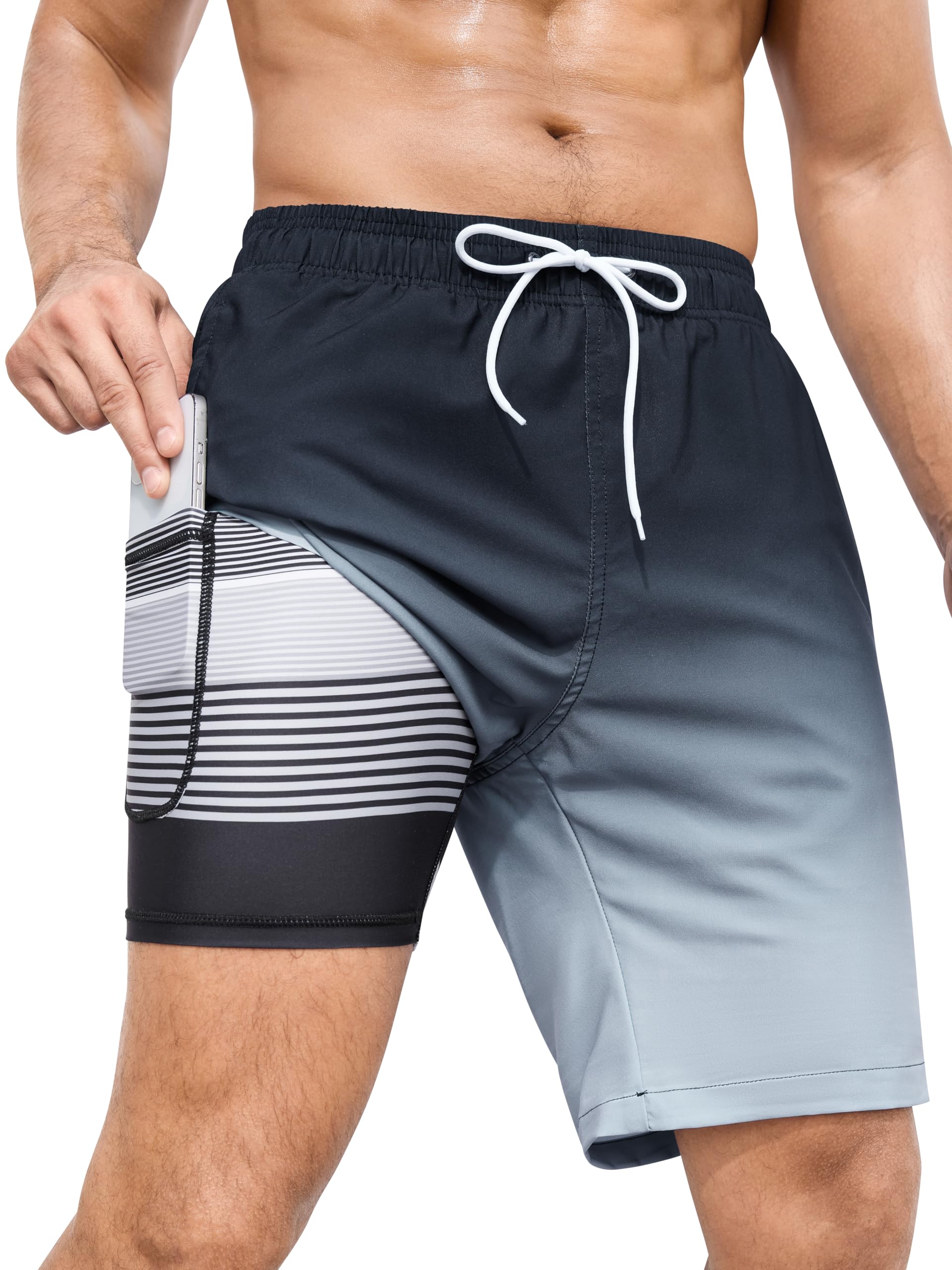 Calções De Banho Silkworld Masculinos Com Forro De Compressão Quick Dry