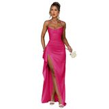 Vestido De Noite Gdjdifk Mermaid Satin Hot Pink Para Mulheres