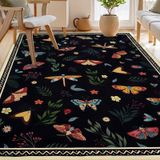 Tapete Area Aspmiz Insect 160x200cm Preto Antiderrapante Lavável