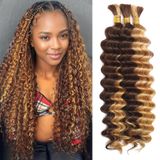 Cabelo Trançado Motfin Human Hair 3 Pacotes 110g 56cm Deep Wave