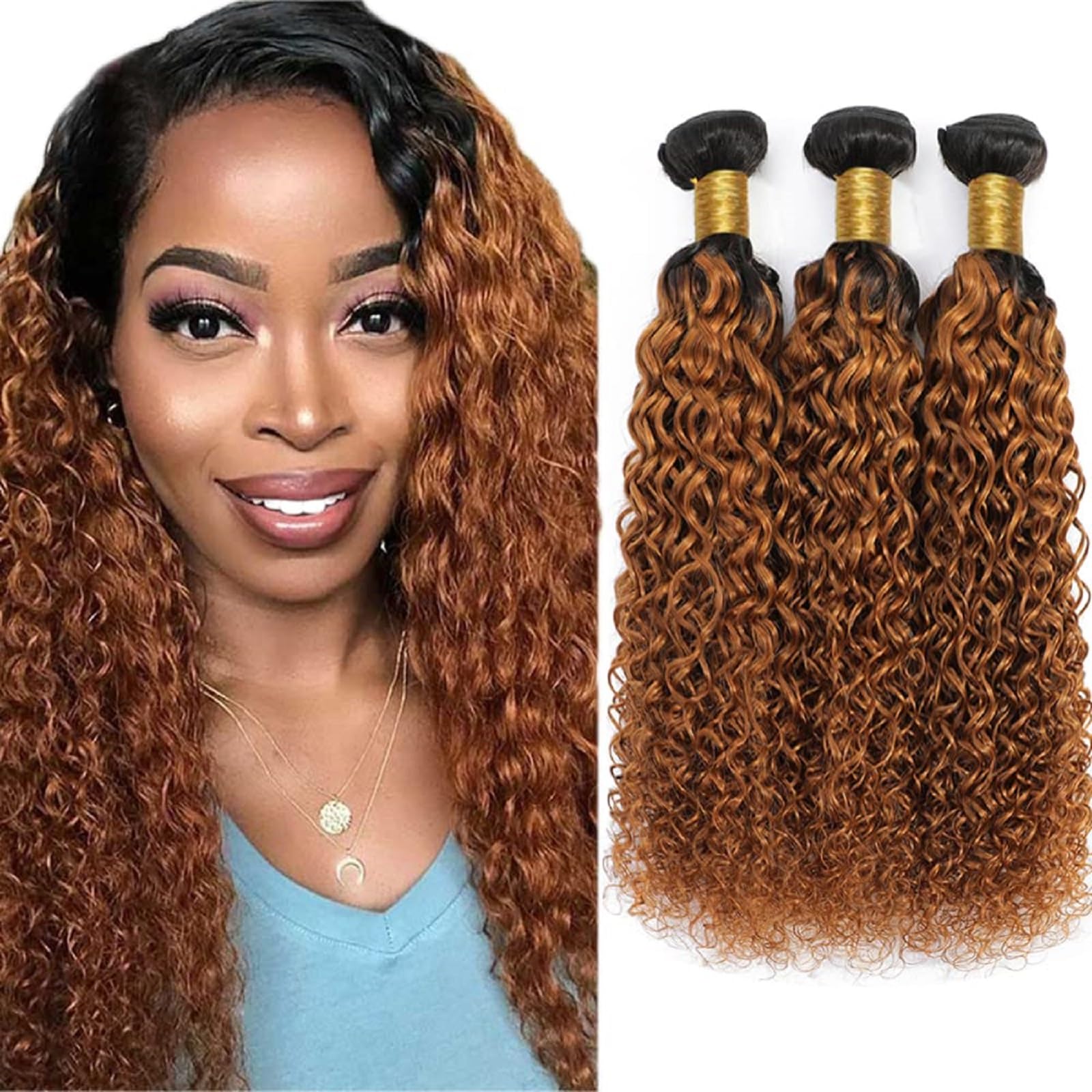 Pacotes De Cabelo Leruikair Jerry Curly Wave 30cm 35cm 40cm Castanho