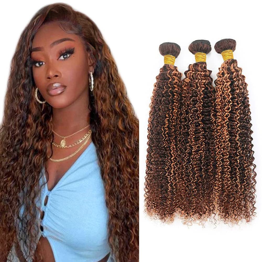 Pacotes De Cabelo Leruikair Jerry Curly 30 35 40 Cm Castanho P4/30