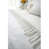 Lençol Plano De Cama Meaning4 Ivory Boho Tamanho Completo 100% Algodão
