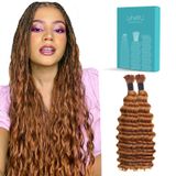 Cabelo Trançado Humano Lvnatu Boho Curly Color 30 Castanho Ruivo