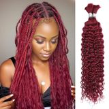 Cabelo Trançado Humano Lolly Hair 99j Red Deep Wave 22 Polegadas 100g