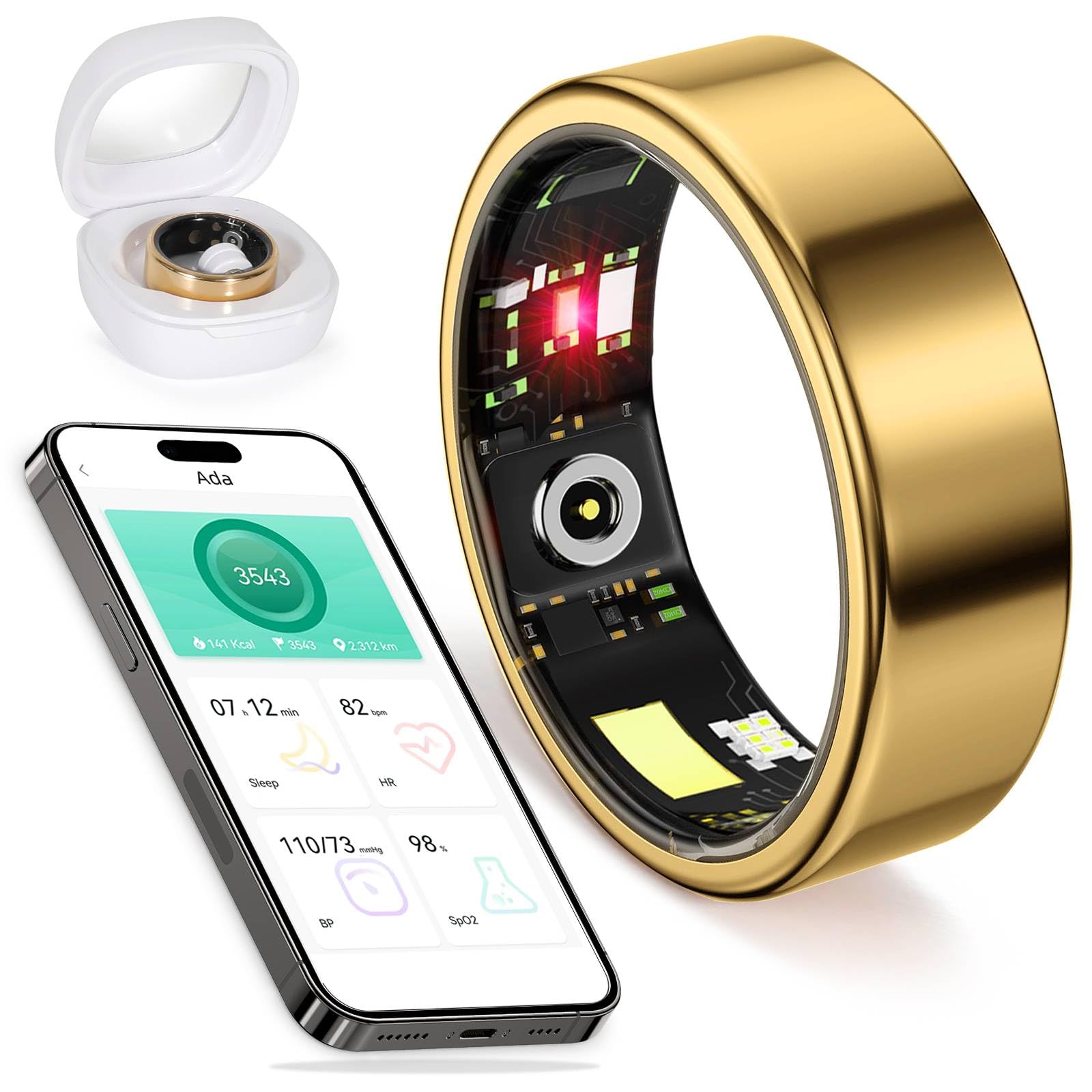Monitor De Sono De Fitness Smart Ring Health Tracker Gold10 # Para Mulheres