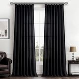 Cortinas Plissadas, Preto, Mistura De Linho Puro, 240 X 245 Cm, Conjunto De 2
