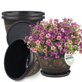 Vasos Para Plantas Usocik Retro Pattern Com Orifícios De Drenagem De 40 Cm, Pacote Com 4