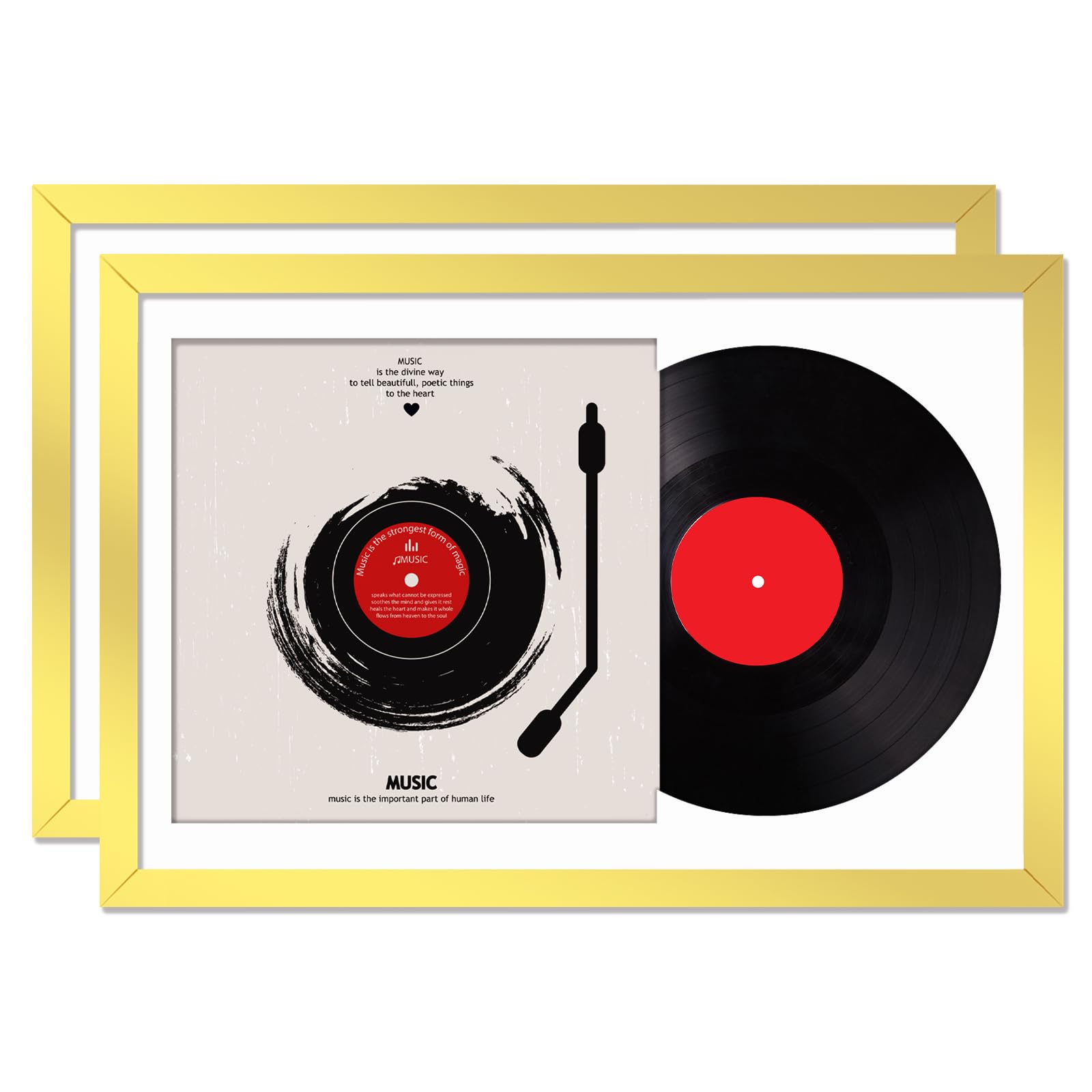Moldura De Disco De Vinil Fxojyvo Gold Para Lp De 12 Polegadas Com Capa 16x24