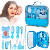 Kit Higiene Azul Recém Nascido Bolsa Escova Tesoura Pente