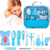 Kit Higiene Recém Nascido Azul Tesoura Escova Colher