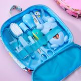 Kit Higiene Bebê Azul Bolsa Tesoura Escova De Dedo