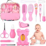 Kit Higiene Rosa Bebê Escova Tesoura Aspirador Nasal
