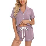 Conjunto De Pijama Feminino Anjue, Pijamas Casuais, Manga Curta, Lavanda